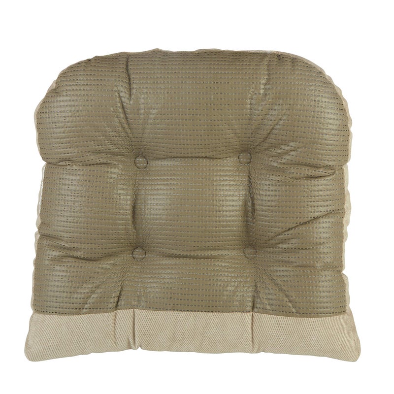 Klear Vu Gripper Overstuffed Universal Non-Slip Dining Chair Cushions for Kitchen Decor or Office Use, U-Shaped Skid-Proof Seat Pad, 15x15 Inches, 4 Count (Pack of 1), Linear Stone Tan - Image 3